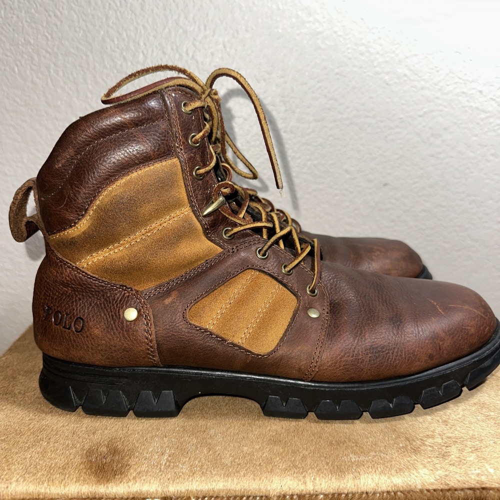 POLO RALPH LAUREN DIEGO Brown Tan Oiled Leather Dessert Boots Men's Size 13‎ D
